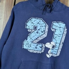 Snoopy Joe Cool Peanuts Cartoon 21 Vintage Y2K Pullover Hoodie Sweatshirt Large