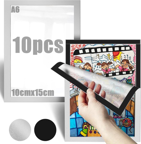 Magnetrahmen A6 Selbstklebend 10 StüCk Silber Magnetisch Bilderrahmen FüR BüRo-image