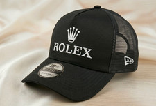 9FORTY Trucker Hat Rolex Logo Custom 2D Flat Embroidery Mesh Cap Black