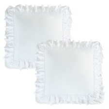 HIG Boho Ruffled Euro Shams 26"X26" Set of 2 Covers, Decorative Farmhouse Eur...