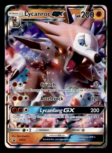 Lycanroc GX - SM14 Holo Promo Sun & Moon Promo Pokemon Moderately Played