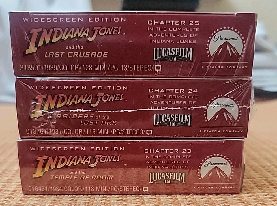 Indiana Jones Raiders, Temple Of Doom, Last Crusade VHS Tapes W/ THX Widescreen  - Image 4 of 4