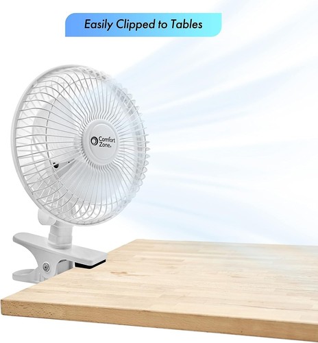 Clip On Fan Plastic 6 Inch 2 Speed Whisper Quiet Portable Stroller Desk Cooling - Picture 10 of 11