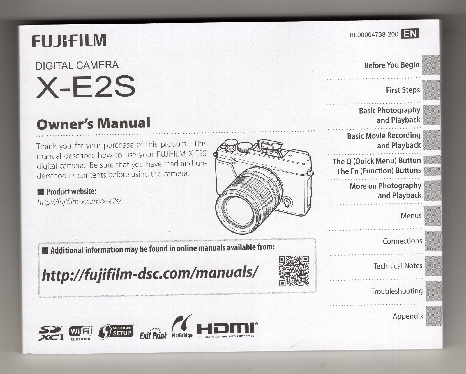 Fuji X-E2S Camera Instruction Manual User Guide English