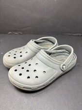 Crocs Dual Comfort Fur Lined Slip On Clogs Gray Mens Size 6 Womens Size 8 FLAW