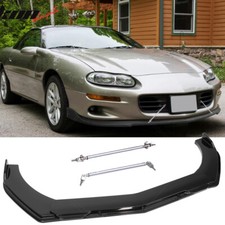 Gloss Black For 1998-2002 Chevy Camaro Base Ss Z28 Gts Front Bumper Lip W Rods
