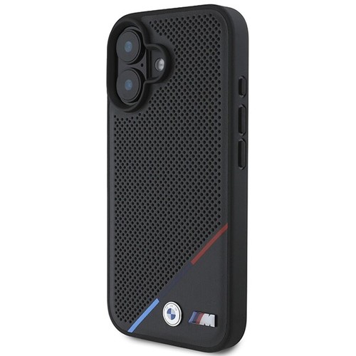 Téléphone IPHONE 16 Plus BMW Simili Cuir Tricolor Noir Magsafe Logo Métal - Photo 2 sur 8