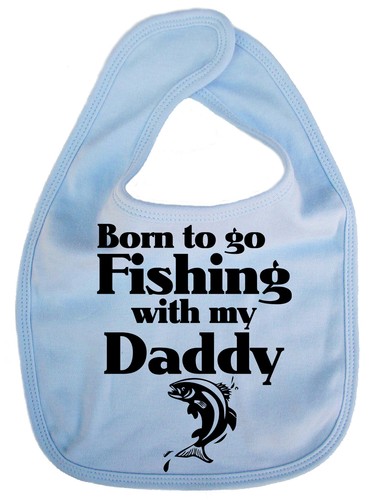 Babero de pesca para bebé "Nacido para ir a pescar con mi papá" pez papá padre regalo - Imagen 6 de 13
