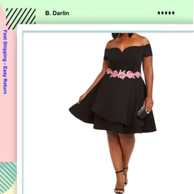 B.Darlin Womens Plus Floral Fit & Flare Cocktail Dress, Black , Size 22W |  eBay