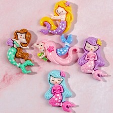 20 Pcs Assorted Flatback Resin Cartoon Mermaids Cabochons Flatback Charms