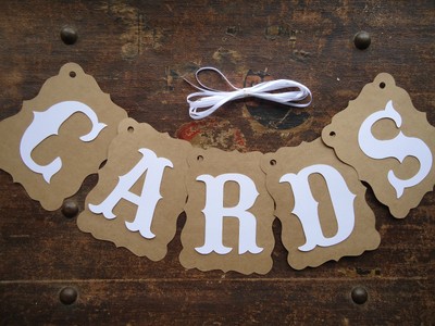 Bunting Banner Flags Garland Cards Brown White Wedding Photo