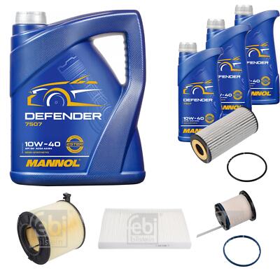 FEBI BILSTEIN Inspektionspaket 8L MANNOL Defender 10W-40 für Audi A4 Avant 8W5