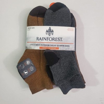 Rainforest Men's 6-Pairs Outdoor Casual Quarter Socks