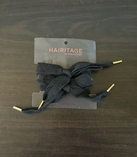 NWT Hairitage 2 Shoestring Hair Ties Mindy McKnight Black Bows