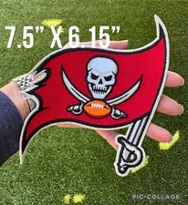 Tampa Bay Buccaneers BIGGEST 7.75” Patch Iron On Embroidered US SELLER