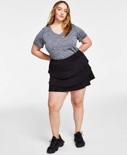 ID Ideology Women's Sz 3X Plus Size Tiered Flounce Pull On Tennis Golf Skort BLK - Picture 4 of 9