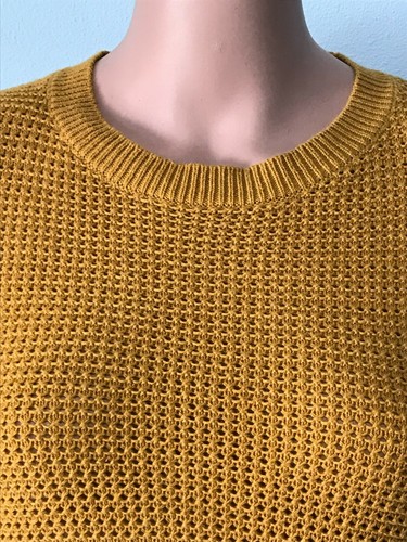 Dakini Sweater Shirt Womens Small Long Sleeve Yellow Honeycomb Knit Zip Side Top - Picture 5 of 9