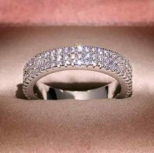 2.30 CTW Round Cut VVS1 Moissanite Men's Wedding Band Ring 14K White Gold Plated