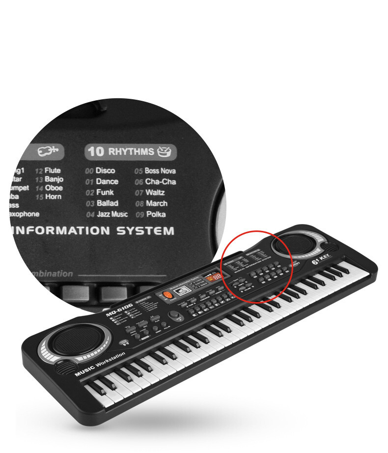 61 Keys Music Electronic Keyboard Electric Piano with Mic & Adapter Kid Gift