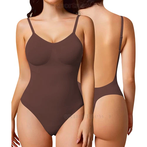 Slim Shapewear Bodysuit Women Tummy Control Snatched Racerback Full Body Shaper - Picture 24 of 27