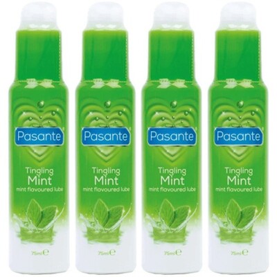 Pasante Tingling Mint Lubricant Water Based Condom Friendly 4 Bottles  (75ml)