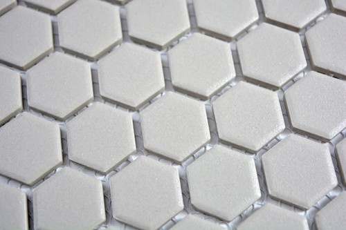 Mosaik Fliese Keramik Hexagon hellgrau rutschfest Boden 11A-0202-R10 | 1 Matte - Picture 2 of 6