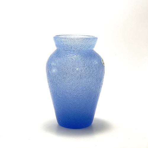 Ryukyu Art Bubble Glass Handblown Vase Periwinkle Sea Blue Okinawa Japan 5” Tall - Picture 5 of 14