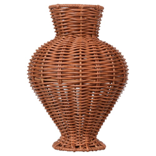 Woven Faux Rattan Indoor Vase, 10"