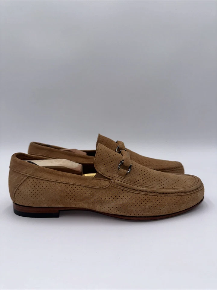Zapatos de vestir mocasines de gamuza marrón perforados Mezlan para hombre talla 11. M Foto 3 de 4