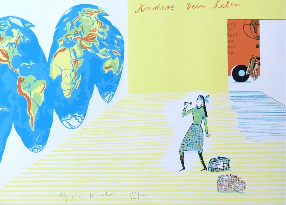 YVONNE KUSCHEL Orig GRAFIK " Ändere Dein Leben " NUMMERIERT & SIGNIERT