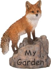 Vivid Arts My Garden Fox on a Rock Home Lawn Ornament Decoration New Gift