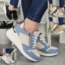Wedge Shoes Trainers Womens Lace Up Comfy Classic Ladies Sneakers Pumps Sizes