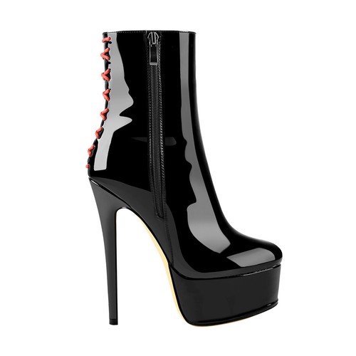 Botas al tobillo de cuero con cremallera de tacón alto con cremallera para mujer - Imagen 10 de 23