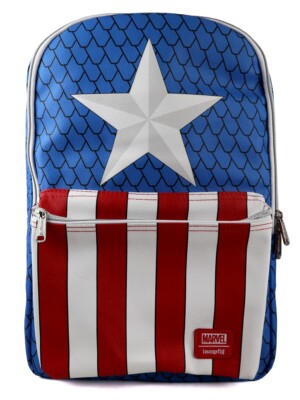 Loungefly x Marvel Captain America Cosplay Backpack With Pin Exclusive New