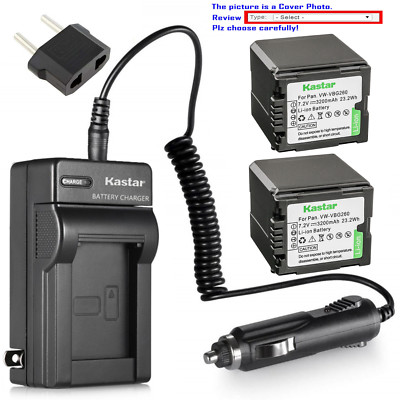 Kastar Battery AC Charger for Panasonic VW-VBG260 HDC-DX3 HDC-HS100 Camcorder