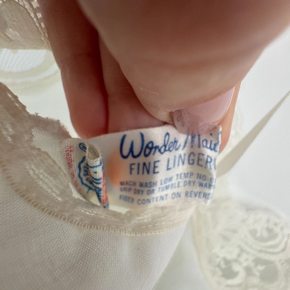 Vestido sin Mangas Completo Blanco Wonder Maid De Colección 38 L Floral Encaje De Colección EE. UU. Mezcla de Algodón Foto 4 de 4