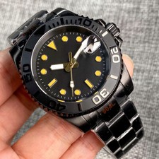 40mm Tandorio Black dial sapphire glass NH35 automatic mens watch black PVD case