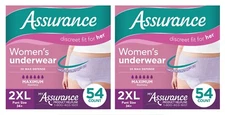 108 Count 2x 54 Assurance Women Incontinence Underwear Max Absorbency Size 2XL