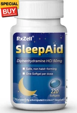 Sleep Aid, Diphenhydramine 50mg, Easy-to-Swallow Softgels, Supports Deeper Restf