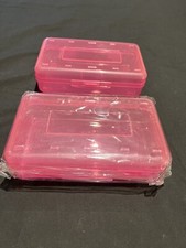 Small Pencil Box Plastic, Neon Pink. New