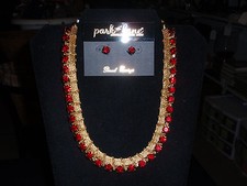 Park Lane Jewelry "MAGIC KINGDOM" Necklace & Earrings, Ruby Gems, Goldtone, New!