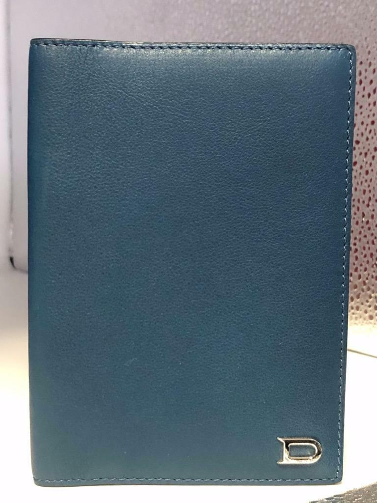Authentic Delvaux Teal Blue Leather Bifold Card Holder Wallet nwot