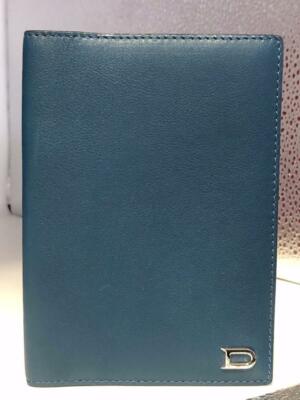 Authentic Delvaux Teal Blue Leather Bifold Card Holder Wallet nwot