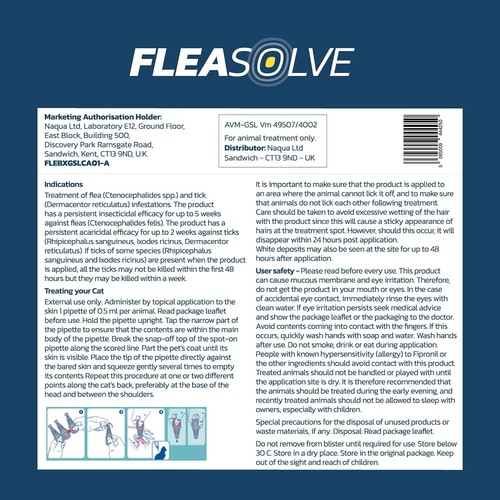 Fleasolve X 6 - Flea & Tick Treatment for Cats - Spot on Flea and Tick Treatment - Picture 7 of 7