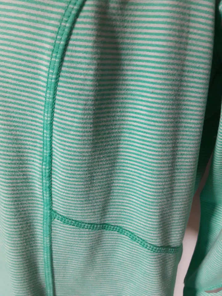 Chaqueta Mandarina Mujer Talla L Verde azulado/Blanco Rayas 1/4 Cremallera Top Atlético Reflectante Foto 3 de 4