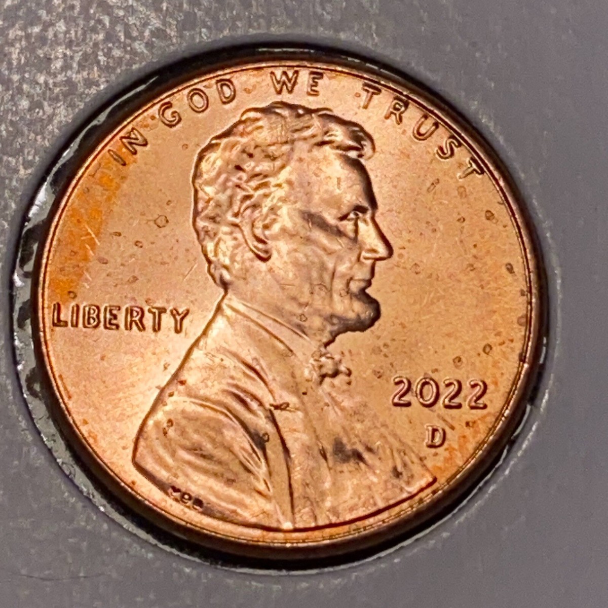 2022 D Lincoln Shield Penny with die scrape On Reverse Minor Error