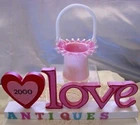 FENTON"MINIATURE"MINT&PERF~1940s~5"HAT"BASKET"PEACH(PINK)CREST"VINTAGE~GLASS