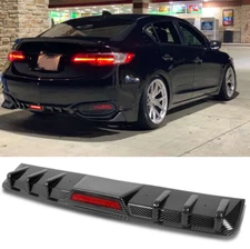 Rear Bumper Diffuser Spoiler Lip w/LED Tail Brake Light For Acura ILX 2013-2018
