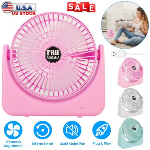 USB Desk Fan Mini Fan 2 / 3 Speeds Desktop Table Cooling Fan Plug in Power Fan - Picture 2 of 23