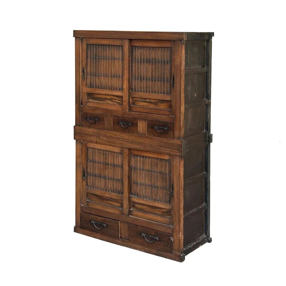 Gabinete de almacenamiento vintage estilo japonés puertas correderas apilables con acento Tansu ws4654 Foto 2 de 4